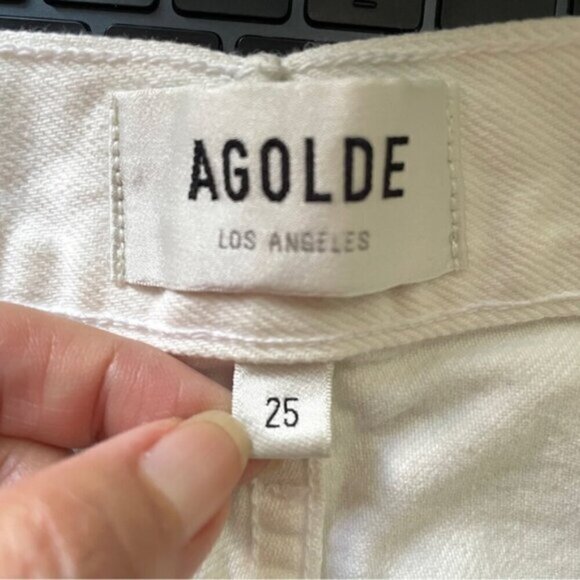 SOLD Agolde White 90’s Mid-Rise Loose Fit Distressed Jeans - 25" - Picture 7 of 12